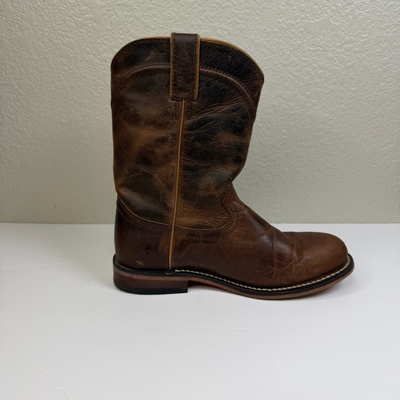Justin Women’s Tan Water Buffalo Holland 10” Roper Western Leather Boots Sz 8.5B - Picture 6 of 11